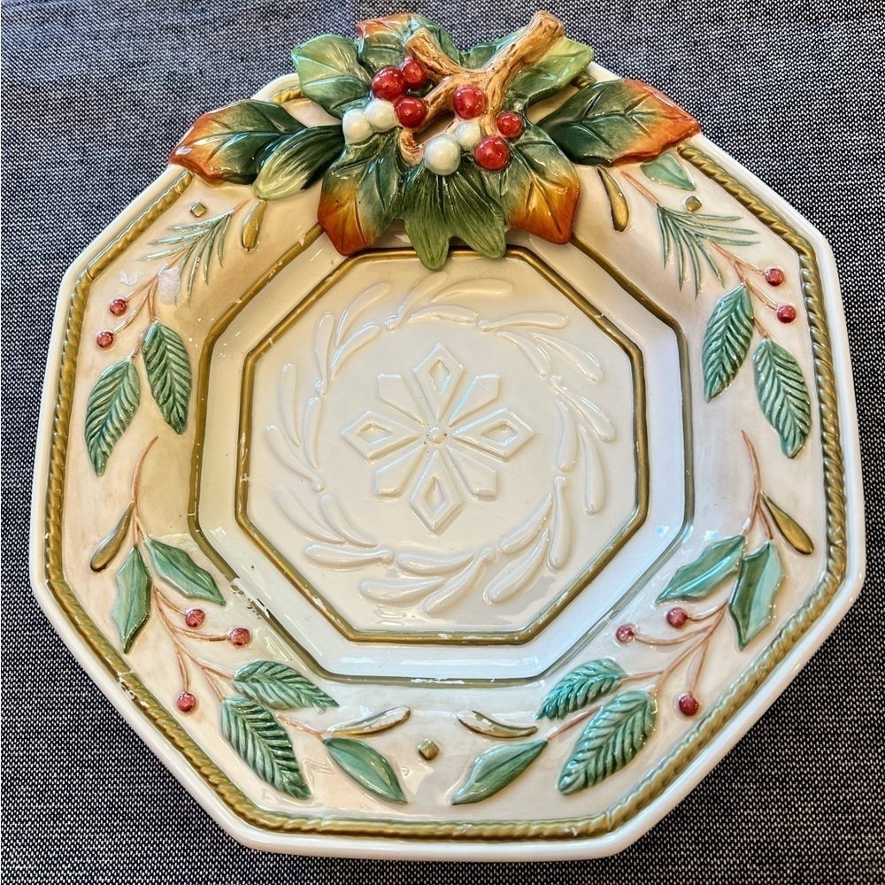 ******SOLD******Fitz  Floyd Winter Wonderland
Handcrafted Christmas Canape Plate